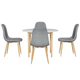 1 Artiss Dining Table and 4 Chairs Set White Grey - Side View