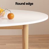 1 Artiss Dining Table and 4 Chairs Set White Grey - Top-Down View