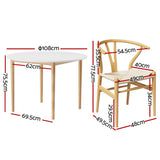 1 Artiss Dining Table and 4 Chairs Set Wishbone Wood - Front View