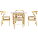 1 Artiss Dining Table and 4 Chairs Set Wishbone Wood - Side View