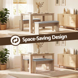Artiss 3 Piece Dining Sets, 120cm Wooden Dining Table and 2 Upholstered Chairs Set, Space-Saving Modern Kitchen Dining Suite for Home Apartment (Oak) - Rear View