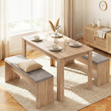 Artiss 3 Piece Dining Sets, 120cm Wooden Dining Table and 2 Upholstered Chairs Set, Space-Saving Modern Kitchen Dining Suite for Home Apartment (Oak) - Extra Image