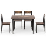 Artiss Dining Table and Chairs Set of 5 Compact Kitchen Furniture Rustic Brown - Side View