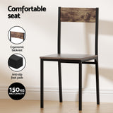 Artiss Dining Table and Chairs Set of 5 Compact Kitchen Furniture Rustic Brown - Rear View
