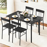 Artiss Dining Table and Chairs Set of 5 Compact Kitchen Furniture Marble Black - Close-Up Angle