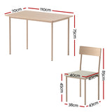 Artiss Dining Table and Chairs Set of 5 Compact Kitchen Furniture Natural Beige - Front View