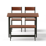 Artiss Dining Table and Chairs Set of 4 Storage Bench Kitchen Furniture Walnut - Side View