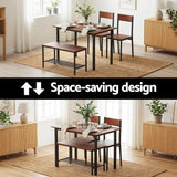 Artiss Dining Table and Chairs Set of 4 Storage Bench Kitchen Furniture Walnut - 45-Degree Angle