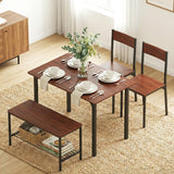 Artiss Dining Table and Chairs Set of 4 Storage Bench Kitchen Furniture Walnut - Low Angle