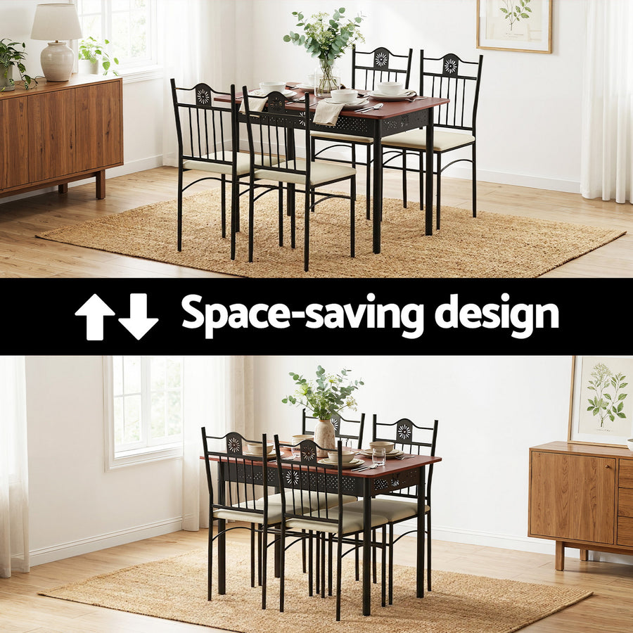 Artiss Dining Table and Chairs Set of 5 Compact Kitchen Furniture Upholstered