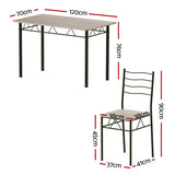 Artiss Dining Table and Chairs Set of 5 Compact Kitchen Furniture Modern Oak - Front View