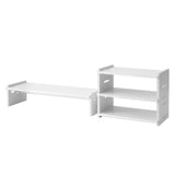 Artiss Monitor Stand and 3-Tier Desk Organiser 2-in-1 Modular Computer Monitor Riser PVC Desktop Shelf Holds 20kg for Office Students Gaming - Front View