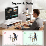 Artiss Monitor Stand and 3-Tier Desk Organiser 2-in-1 Modular Computer Monitor Riser PVC Desktop Shelf Holds 20kg for Office Students Gaming - Rear View