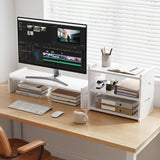 Artiss Monitor Stand and 3-Tier Desk Organiser 2-in-1 Modular Computer Monitor Riser PVC Desktop Shelf Holds 20kg for Office Students Gaming - Extra Image
