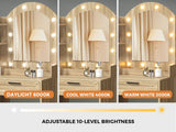 Oikiture Dressing Table Stool Set Arch Mirror 12 LED Bulbs Natural