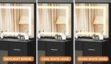 Oikiture Dressing Table Stool Set Large Mirror LED Light Black