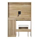 Oikiture Dressing Table Stool Set Large Mirror LED Light Natural