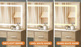 Oikiture Dressing Table Stool Set Large Mirror LED Light Natural