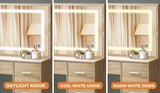 Oikiture Dressing Table Stool Set Large Mirror LED Light Natural - Front View
