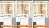 Oikiture Dressing Table Stool Set Large Mirror LED Light White - Side View