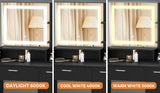 Oikiture Dressing Table Stool Set LED Light Large Cabinet Black - Extra Image
