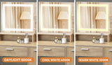 Oikiture Dressing Table Stool Set LED Light Large Cabinet Natural