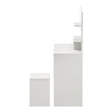 Oikiture Dressing Table Stool Set LED Light Large Cabinet White - Extra Image