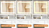 Oikiture Dressing Table Stool Set LED Light Large Cabinet White