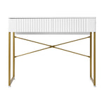 Oikiture Dressing Table Makeup Desk 2 Drawers White and Gold, image 2