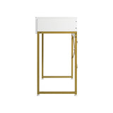 Oikiture Dressing Table Makeup Desk 2 Drawers White and Gold