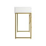 Oikiture Dressing Table Makeup Desk 2 Drawers White and Gold, image 5