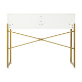 Oikiture Dressing Table Makeup Desk 2 Drawers White and Gold
