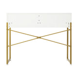 Oikiture Dressing Table Makeup Desk 2 Drawers White and Gold - Close-Up Angle