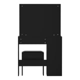 Oikiture Dressing Table Stool Set Makeup Slide Mirror Drawer 10 LED Bulbs Black - Low Angle