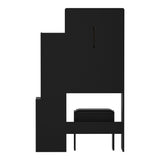 Oikiture Dressing Table Stool Set Makeup Mirror LED Light Storage Cabinet Black - Top-Down View