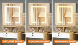 Oikiture Dressing Table Stool Set LED Light Mirror Wooden White - Close-Up Angle
