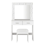 Oikiture Dressing Table Stool Set Makeup Mirror 10 LED Bulbs White