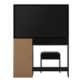 Oikiture Dressing Table Stool Set Large Mirror 12 Bulbs Black - Low Angle
