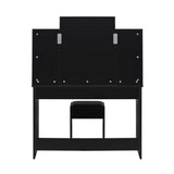 Oikiture Dressing Table Stool Set with 10 Bulbs Mirror Black