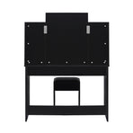 Oikiture Dressing Table Stool Set with 10 Bulbs Mirror Black