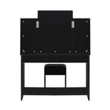 Oikiture Dressing Table Stool Set with 10 Bulbs Mirror Black - Front View
