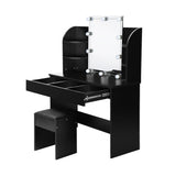 Oikiture Dressing Table Stool Set with 10 Bulbs Mirror Black