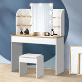 Oikiture Dressing Table Stool Set Makeup Mirror 10 LED Bulbs - Side View