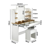 Oikiture Dressing Table Stool Set Makeup Mirror 10 LED Bulbs
