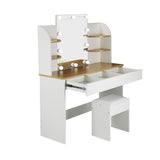 Oikiture Dressing Table Stool Set Makeup Mirror 10 LED Bulbs