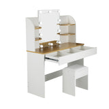 Oikiture Dressing Table Stool Set Makeup Mirror 10 LED Bulbs - 45-Degree Angle