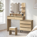 Oikiture Dressing Table Stool Set 10 LED Bulbs Natural - Low Angle