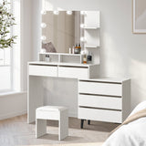 Oikiture Dressing Table Stool Set 10 LED Bulbs White - Close-Up Angle