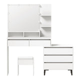 Oikiture Dressing Table Stool Set 10 LED Bulbs White