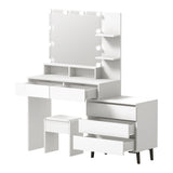 Oikiture Dressing Table Stool Set 10 LED Bulbs White
